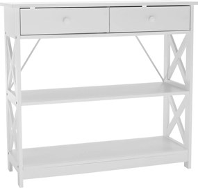 Konzolasztal, fehér, LOMIR