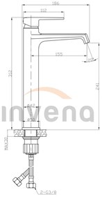 Invena Fira, magas mosdócsaptelep, fekete matt, INV-BU-71-W04-V