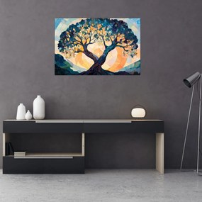 Kép – Mozaik – nap és fa II. (90x60 cm)