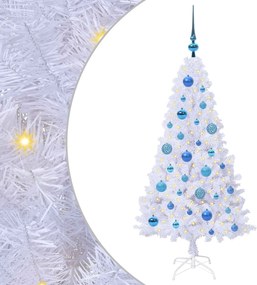 vidaXL Mű karácsonyfa 150 LED-del állvánnyal Fehér 120 cm PVC és Acél
