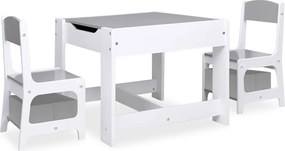 vidaXL fehér MDF gyerekasztal két székkel