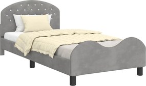 vidaXL Gyerekágy kerettel Világosszürke 80 x 200 cm Bársony