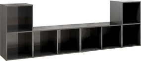 vidaXL 4 db magasfényű szürke szerelt fa TV-szekrény 72 x 35 x 36,5 cm