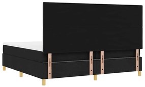 Boxrugós ágy fejtámlával Fekete 200 x 200 cm szövet