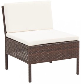 3-részes barna polyrattan kerti ülőgarnitúra párnákkal