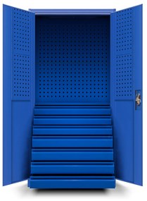 Fém műhelyszekrény fiókokkal DAREK, 920 x 1850 x 500 mm, kék