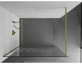 Mexen Kioto, Walk-In zuhany paraván 120 x 200 cm, 8 mm átlátszó üveg fehér mintás, arany matt profil, 800-120-101-55-85