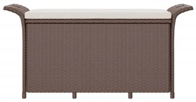 Barna polyrattan kerti pad párnával 116 x 46 x 57 cm