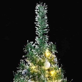 műkarácsonyfa 300 LED-del, gömbszettel és hópehellyel 180 cm