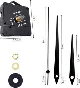 Fekete hegyes alumínium óramutatók 11 / 8,5 cm