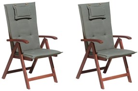 Összecsukható akácfa szék szürke párnával kétdarabos szettben TOSCANA Beliani