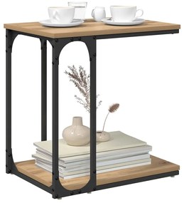 Oldal asztal polcokkal kézműves tölgy 50 x 35 x 52 cm Faanyag