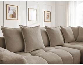 Szürkésbarna zsenília kinyitható-tárolóhelyes sarokkanapé (jobb oldali-L alakú) Everest – Bobochic Paris