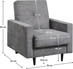 Fotel, szürke szövet, VALDO