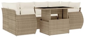 7 részes bézs polyrattan kerti ülőgarnitúra párnákkal