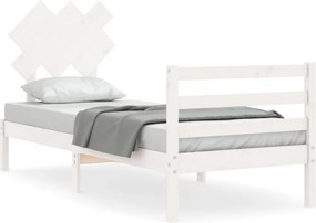 vidaXL fehér tömör fa ágykeret fejtámlával 90 x 200 cm