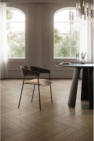 Fekete-bézs kárpitozott karfás étkezőfotel szett 2 db-os Cora – MOME