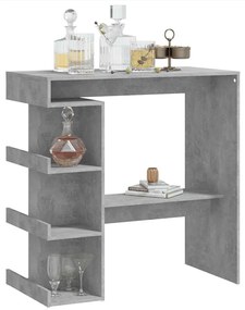Betonszürke szerelt fa bárasztal tárolópolccal 100x50x101,5 cm