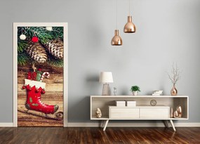 Poszter tapéta ajtóra karácsonyi díszek 75x205 cm