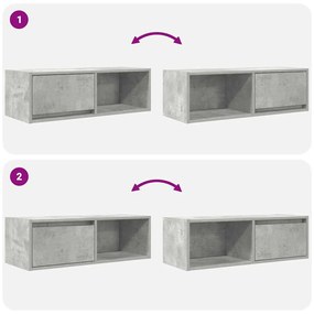 betonszürke szerelt fa TV-szekrény 80x31x25,5 cm