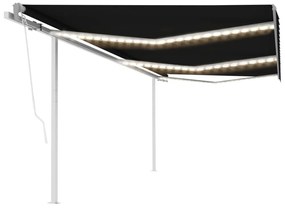 antracitszürke szélérzékelős és LED-es napellenző 6 x 3 m