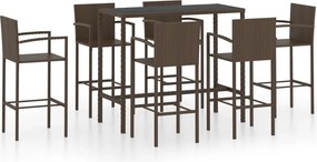 vidaXL 7 részes barna polyrattan kerti bárszett
