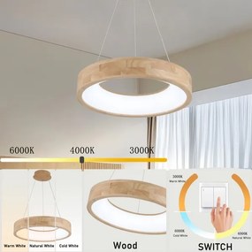 Brilagi - LED kábeles függeszték FALCON WOOD LED/30W/230V 3000/4000/6000K 45 cm fa