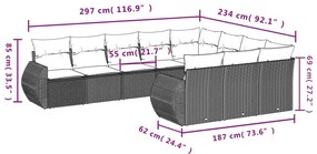 10 részes barna polyrattan kerti ülőgarnitúra párnákkal