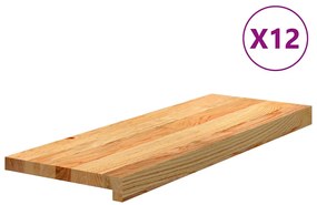 12 db tömör tölgyfa világosbarna lépcsőfokok 70x25x2 cm
