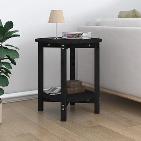 Fekete tömör fenyőfa dohányzóasztal Ø 55 x 60 cm