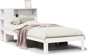 vidaXL fehér tömör fenyőfa könyvespolcos ágy matrac nélkül 75 x 190 cm
