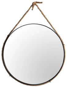 Tutumi Tutumi, kerek tükör 60 cm fekete keretben kötélen MSJ-60B, fekete-barna, HOM-09804