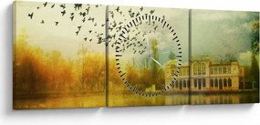 A festett táj képe lakóhelyel (órával) (90x30 cm)