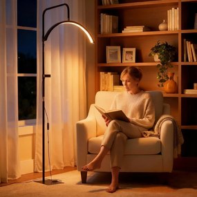HOMCOM LED félhold alakú szempillalámpa telefontartóval, 350°-ban forgatható, állítható magassággal, fekete