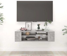 Betonszürke szerelt fa függő TV-szekrény 100 x 30 x 26,5 cm