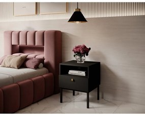 Rózsaszín kárpitozott ágyneműtartós egyszemélyes ágy ágyráccsal 90x200 cm Lamica – ELTAP