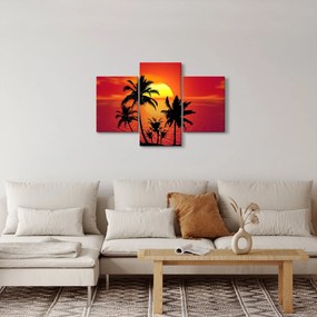 Egy sziget sziluettjének képe pálmafákkal (90x60 cm)