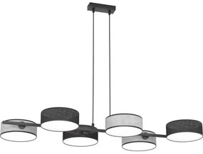 Zsinóros csillár DRUMZ 6xE14/10W/230V fekete/szürke