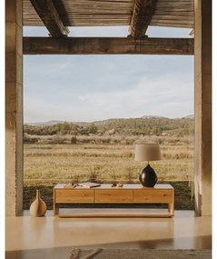 Natúr színű TV-állvány tölgyfa dekorral 200x51 cm Alguema – Kave Home