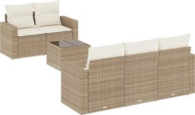 vidaXL 6 részes bézs polyrattan kerti ülőgarnitúra párnával
