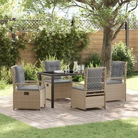 vidaXL Kert étkező szett 5 pcs Beige és Világosszürke polirattan