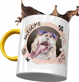 Sárga Kutyás Bögre Kutyával Cuki Ajándék Nyomtatott Fotóval