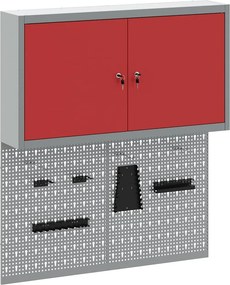 vidaXL Szerszámos szekrény készlet polcokkal 3 pcs Piros Porszórt acél