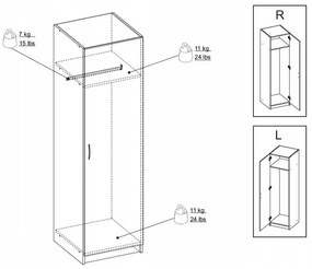 Riava egyajtós gardróbszekrény 51cm F Fehér