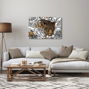 Kép - leopárd a virágok között (90x60 cm)
