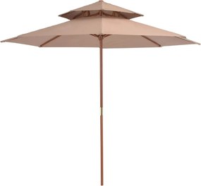 vidaXL tópszínű kétszintes napernyő fa rúddal 270 cm