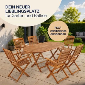 Kerti ülőgarnitúra, 7 darabos, akácfából, barna