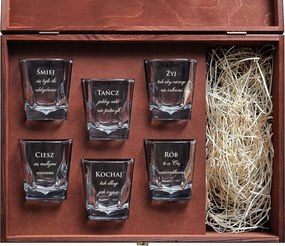 Alkoholos ajándék szett 6 db pohár egy dobozban Születésnapi Ajándék