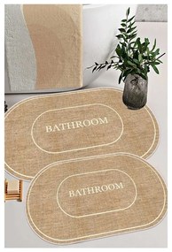 Barna-krémszínű fürdőszobai kilépő szett 2 db-os 60x90 cm Jute Look – Mila Home