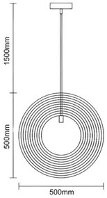 Fa függeszték zsinóron, 1xE27/60W/230V, átmérő 50 cm, tömör/furnér/kaucsukfa